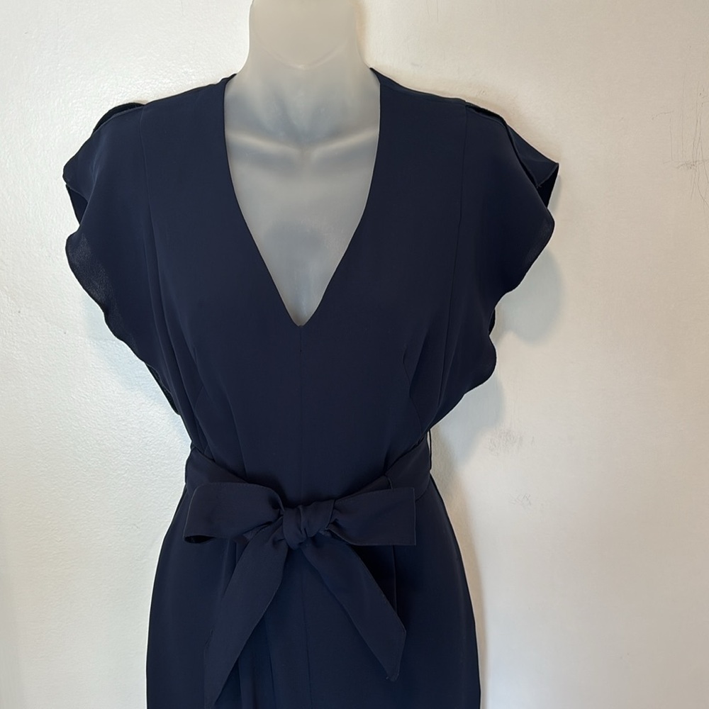 Eliza J Navy Pants Jumpsuit Zip Back Split Sleeve Size 2